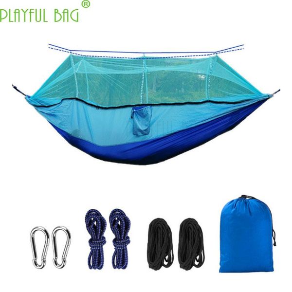 

outdoor activity products 260*140cm parachute cloth mosquito net hammock 210t nylon ribbon mosquito net hammock zi01