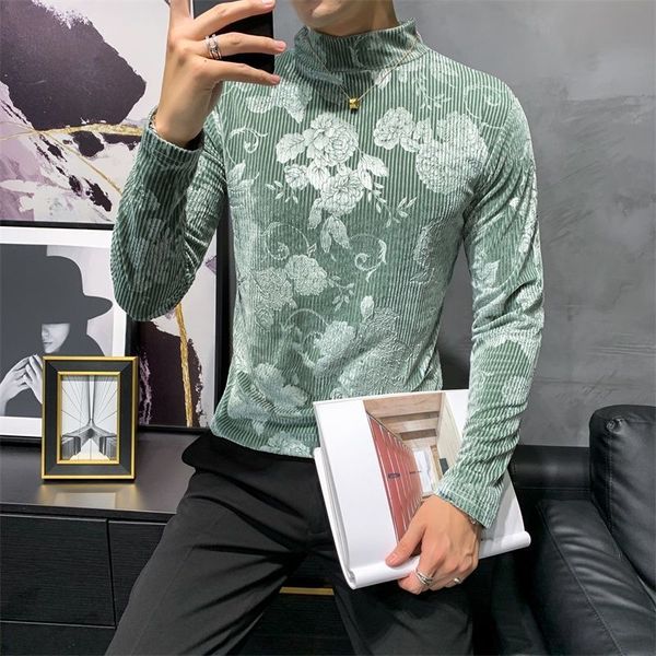 

2021 new autumn long-sleeved t-shirt turtleneck black base tshirt men's pullover veet slim fit funny t shirts ropa de o2q0, White;black
