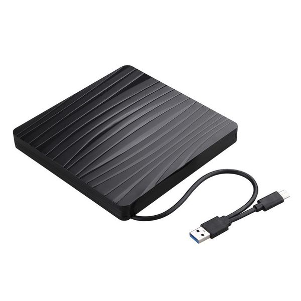 

external dvd-rom drive usb3.0+type-c dual-port portable external optical drive cd/dvd player ultra-thin for windows/mac os