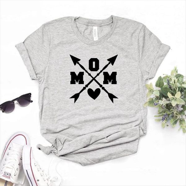 

mom with arrow heart print women t shirts cotton casual funny for lady yong girl tee 6 color drop, White