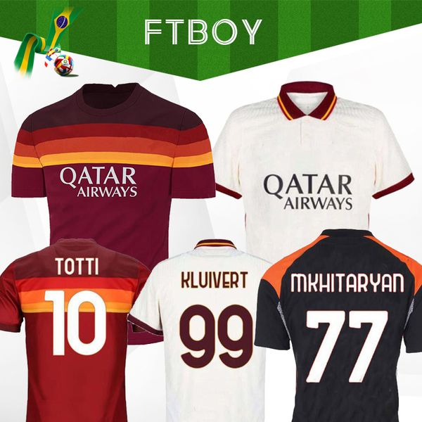 

thai mancini veretout b. mayoral 2020 2021 totti de rossi as dzeko soccer jerseys rome 20 21 football soccer shirts men kids kits sets, Black;yellow