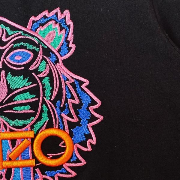 

2021 new tiger head embroidery men's women's t-shirt1, White;black