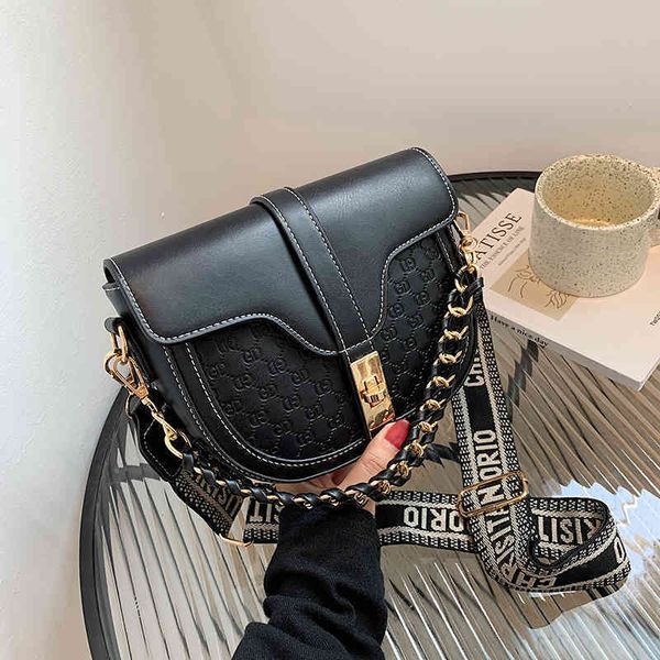 

designer handbags on clearance new women's saddle wide shoulder belt chain single with messenger, Black;red