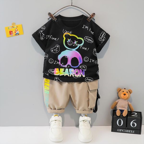 

childrens clothes summer 1 2 3 boy fashion cute short sleeve piece suit cotton casual shorts, White
