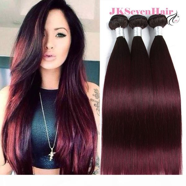 

straight mink brazilian virgin hair 3 bundles burgundy malaysian peruvian indian two tone color 1b burgundy hair weaves, Black