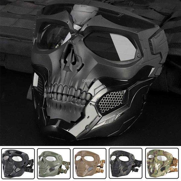 Máscaras de calavera tácticas Tiro Caza Máscaras de paintball Motocicleta Hombres Cara completa Airsoft Ciclismo Senderismo Máscara militar cómoda