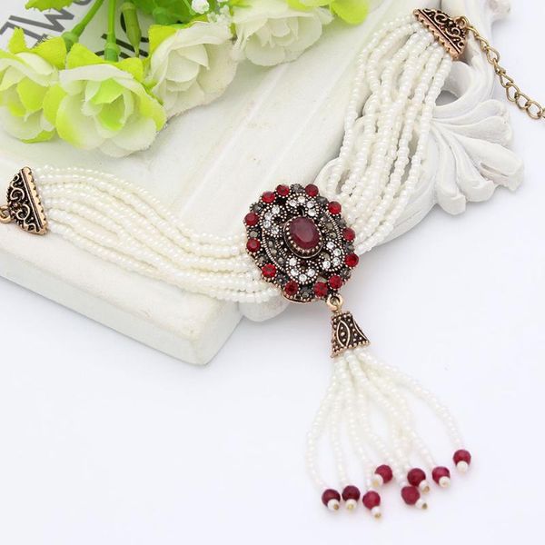 

charm bracelets ethnic women flower beaded bracelet bangle antique gold color seedbead jewelry india bridal wedding, Golden;silver