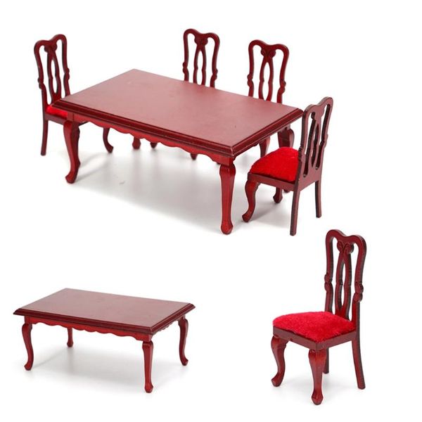 

1/12 dollhouse miniature dining table chair wooden furniture for dining room