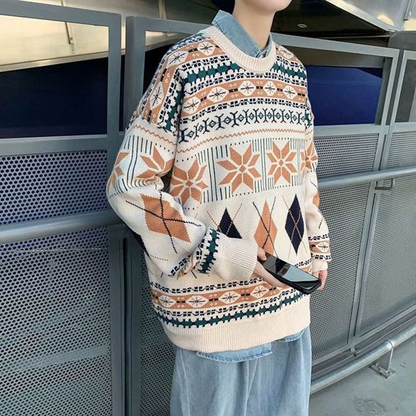 

men's autumn winter 2020 loose knit clothes fashion new pattern large pullover sweaterwinter, White;black