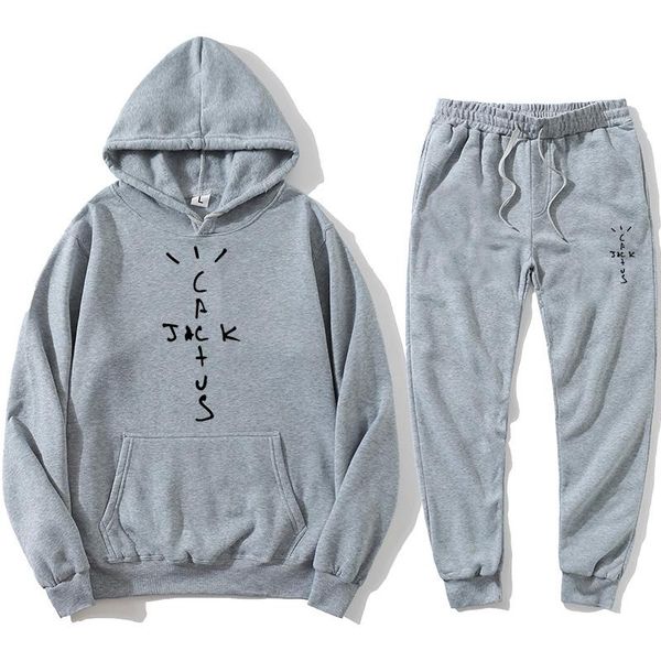 

men's tracksuits 2021 travis scotts hip hop hoodies cactus jack swag print funny women men hooded sweatshirt casual pullover +pants, Gray