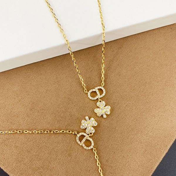 

70% off family new necklace women's clover neck chain ukms, Golden;silver