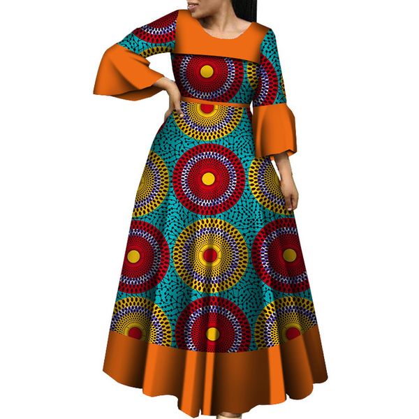 Langarm Flare Hülse Kleider für Frauen Party Hochzeit Datum Dashiki Afrikanische Frauen Kleidung 2021 Afrikanische Dame Kleider WY5600