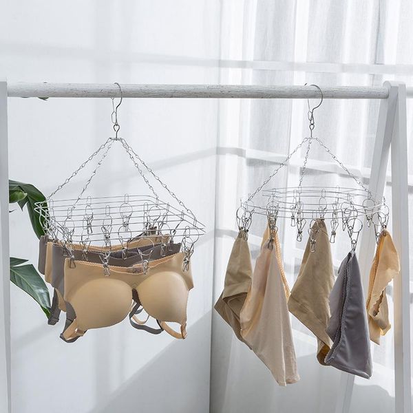 

hangers & racks coat hanger for clothes multi-function stainless steel windbreaker socks drying rack creative double-deck