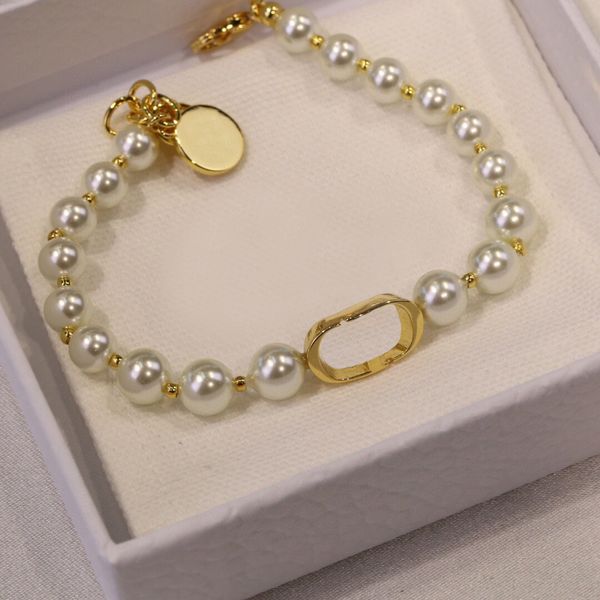 

2022 new style luxury fashion choker love necklace jewelry wedding pearl 18k gold plated letter pendants necklaces and bracelet set for wome, Silver