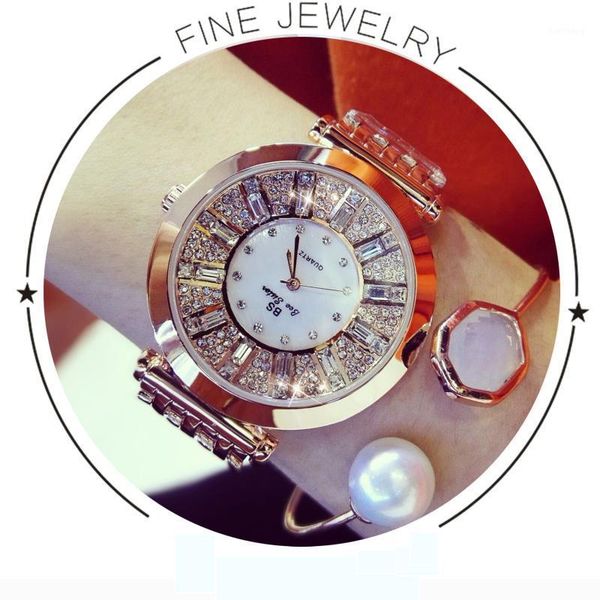 

wristwatches -selling ladies watch fashion exquisite waterproof non-slip wear-resistant chain customized full diamond female, Slivery;brown