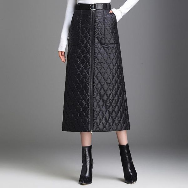 

down skirts women warm 2021 autumn winter thick high waist ladies duck down vintage a-line long skirts female big plus size, Black