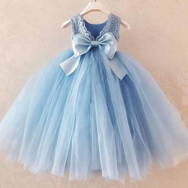 

girl's dresses blue baby girl dress lace tulle flower with bow tea length first communion for birthday kids, Red;yellow