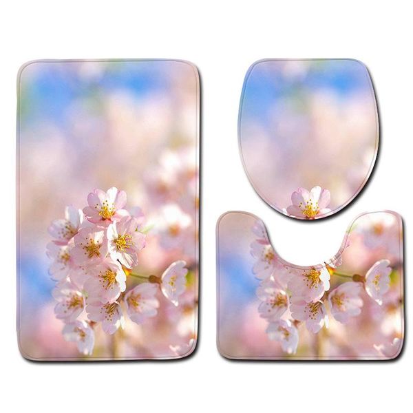 

bath mats 3d printing bathroom toilet three-piece floor mat door carpet rug