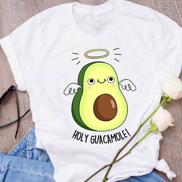 

women graphic avocado angle cute cartoon fruit clothes floral lady tees print clothing female t shirt womens t-shirt, White