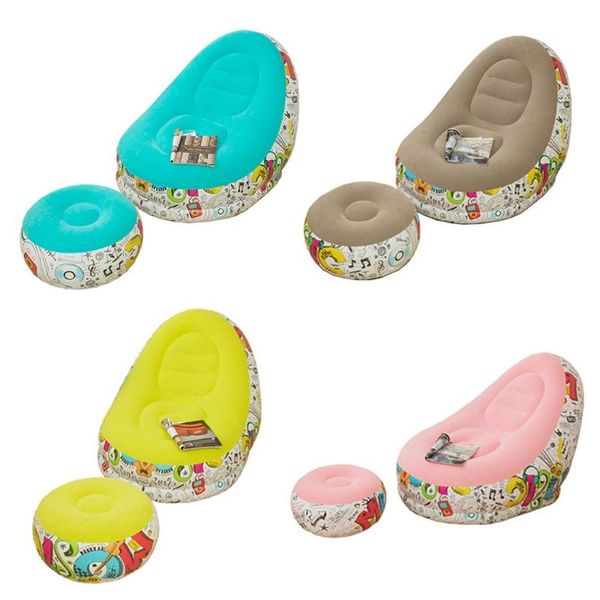 

graffiti style lazy inflatable sofa with pedal combination lounger recliner r9jc