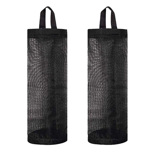 

storage bags portable garbage bag transparent mesh organizer wall-mounted kitchen foldable plastic trash bin