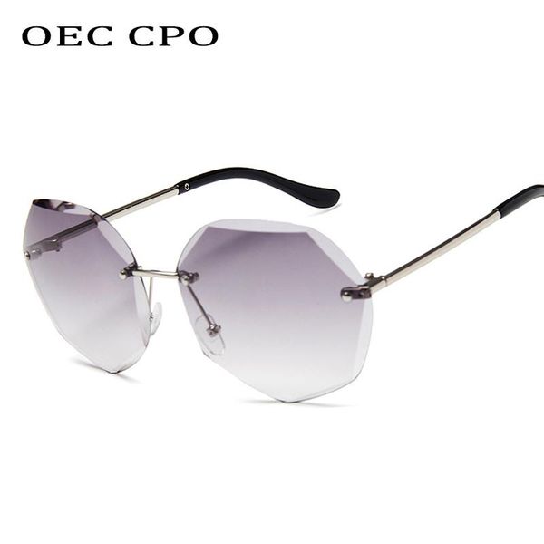 

cpo rimless sunglasses women flower shaped metal leg personality female fashion gradient sunglass o150, White;black