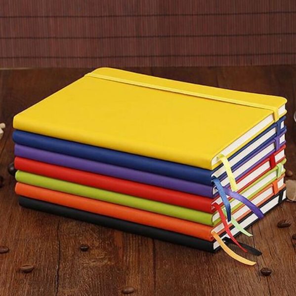 Klassisches Notizbuch, Hardcover-Notizbuch A5, Costom Design College, liniert, PU-Leder, mit Tasche, elastischem Verschluss, gebändert, 100 Blatt