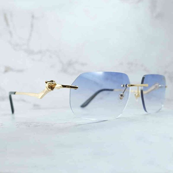 

factory direct price mens panther rimless trending sun retro shades eyewear for women lentes de sol 1v8x, White;black