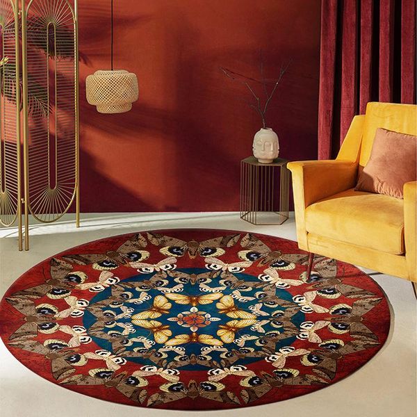 

persian style bohemian printing floor area rug bedroom bedside rug doormat anti-slip floor chair mat round living room carpets