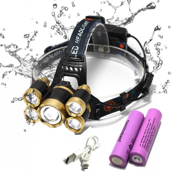 

8000lm 3 led 5 led t6+2r5 headlamp zoom headlight head lamp lighting light torches lantern fishing