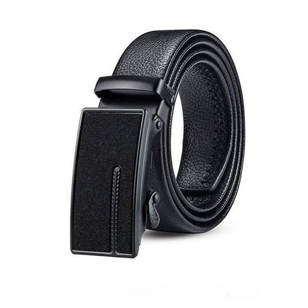 

belts men's belt automatic buckle business pants youth middle-aged casual male imitation head layer pattern, Black;brown