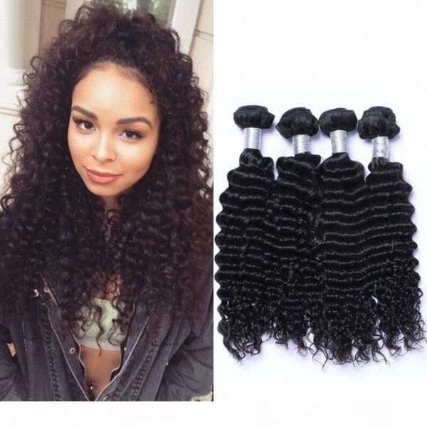 

brazilian deep wave bundles 4 bundles human hair weave bundles virgin hair extension natural black color