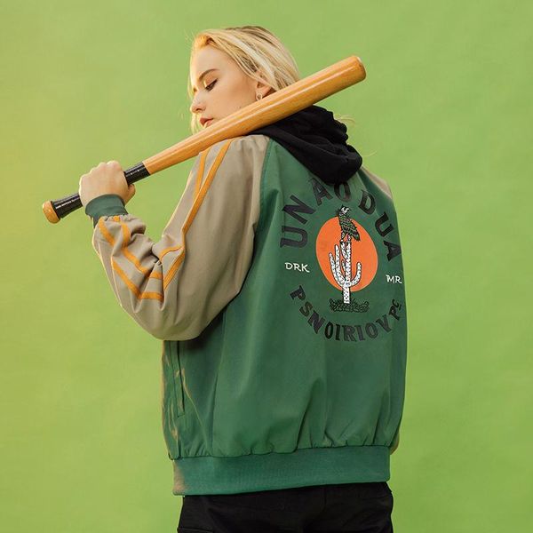 

women's jackets 2021 spring and autumn color matching couple jacket trend casual fashion baseball uniform all-match female, Black;brown