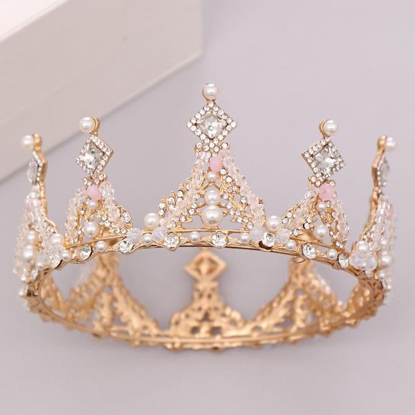 Clipes de cabelo Barrettes de casamento acessórios nupciales Rhinestone Tiaras Golden Crytal Maior Crowns Shining Princess Birthday Party Prom