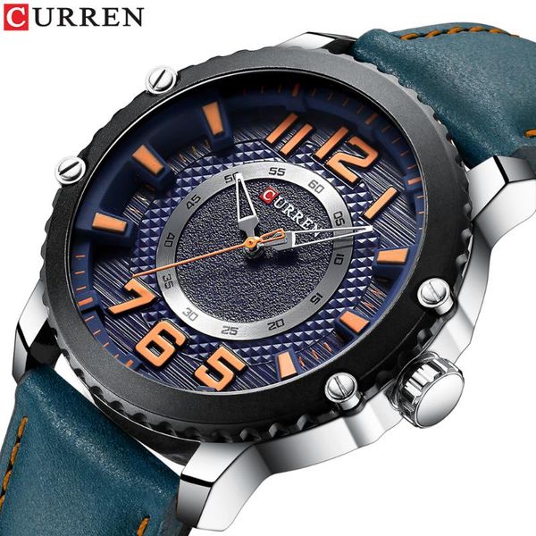

wristwatches curren casual leather watch for men style business quartz relojes hombre unique design clock male watches, Slivery;brown