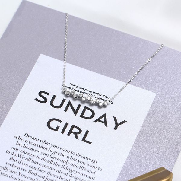 

yhn035 fashion us s925 pure silver micro inlaid zircon women's clavicle necklace