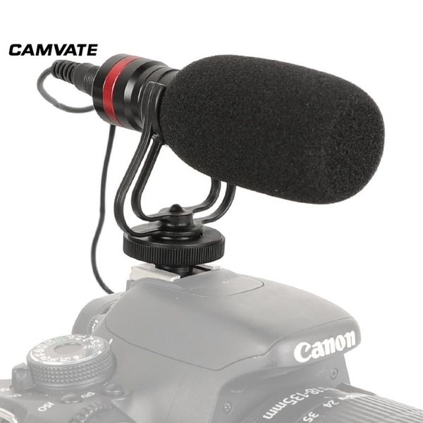 

camvate external microphone with noise isolation mount & 3.5mm cable for audio recorder/camcorder/lapsmartphone/tables