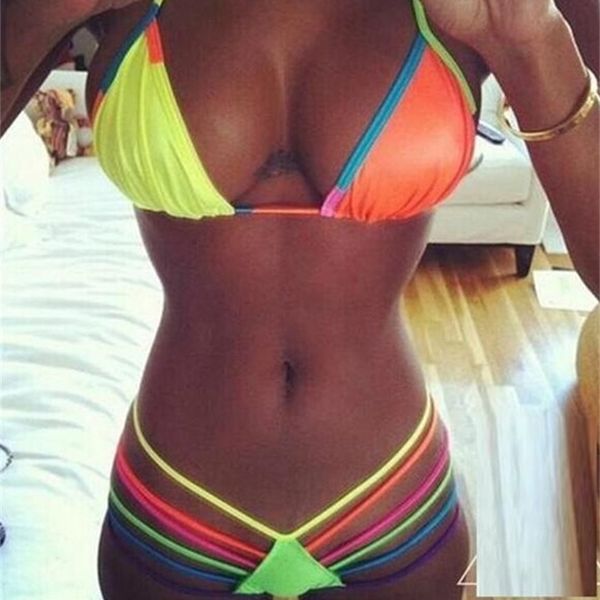 

contrast color women bikini swimsuit fashion summer wear size s to xl