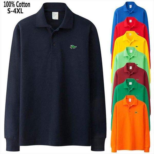 

s 4xl 100% cotton men polos style long sleeve shirts casual brand embroidery logo fashion, White;black