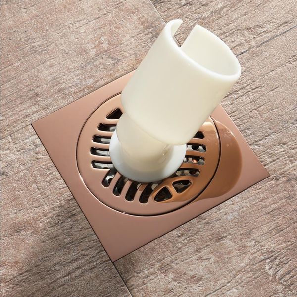 

factory supply 10*10cm special drain for washing machine rose golden floor drain bathroom strainer solid brass