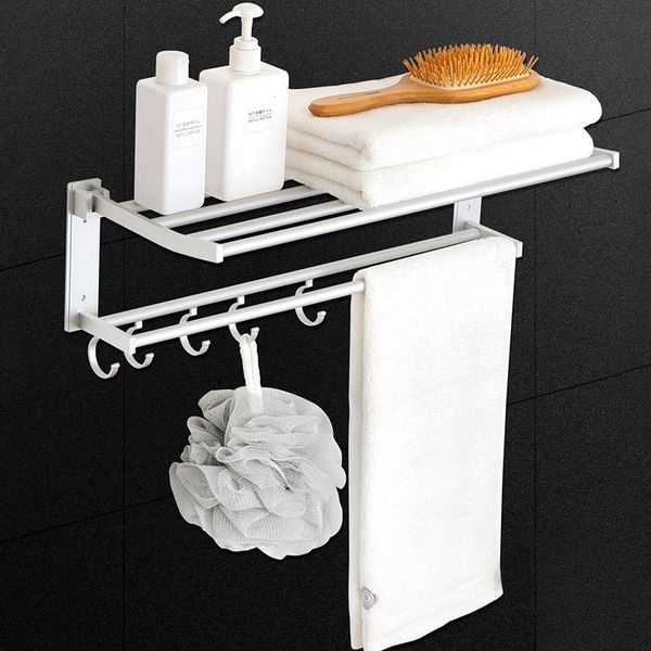 

towel racks orz 2 tier rack with shelf punch wall mount fold-able accessories holder aluminum bathroom organizer