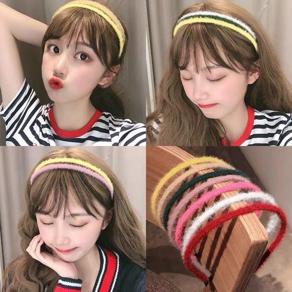 

hair accessories candy-colored plush fine hairband cute girl headband online celebrity out hairpin joker