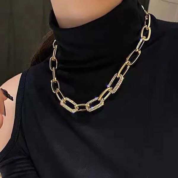 

chains 2021 fashion ladies necklace hip hop creative alloy rhinestone, Silver