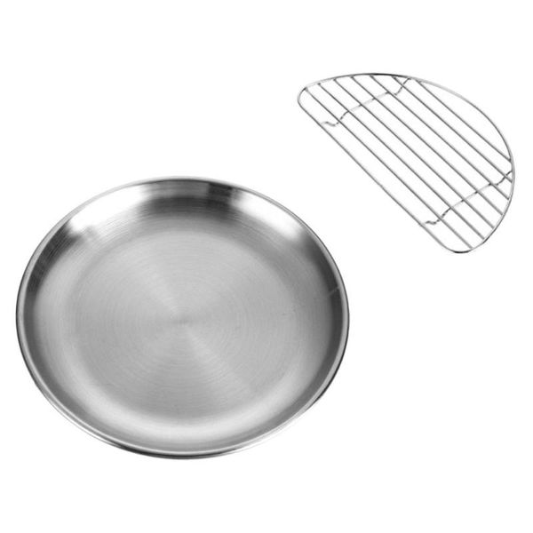 

1 set pork chop plate cafe salad plate stainless steel (23cm plate+rack)