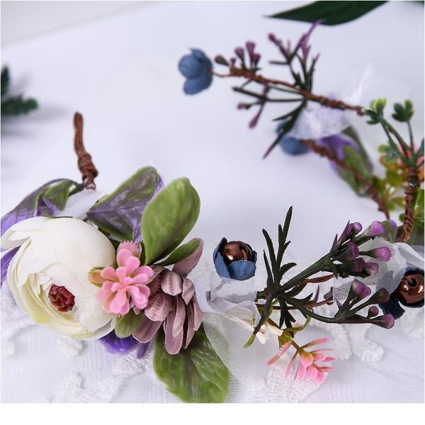

women wedding party headwear hair accessories girl semicircle flower wreath crown festival headband headdress floral jllgne