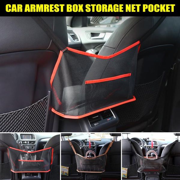 

car organizer mesh seat back net bag barrier of backseat pet kids cargo tissue purse holder driver storage netting pouch b99