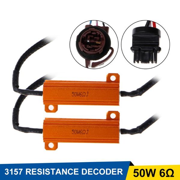 

car headlights 2pcs 3157 led headlight bulbs canbus decoder error canceler front turn signal load resistors adapter anti hyper flash