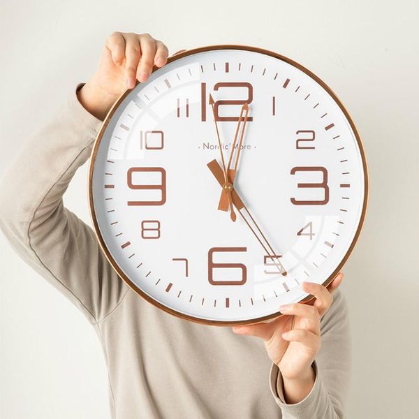 

wall clocks simple gold clock modern design creative metal digital living room silent reloj pared home decoration ag60wc