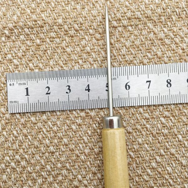 DIY Ручные инструменты Деревянная ручка AWL Тыс. Через сверла прямая игла заостренный кожаный отверстие для шитья инструмент