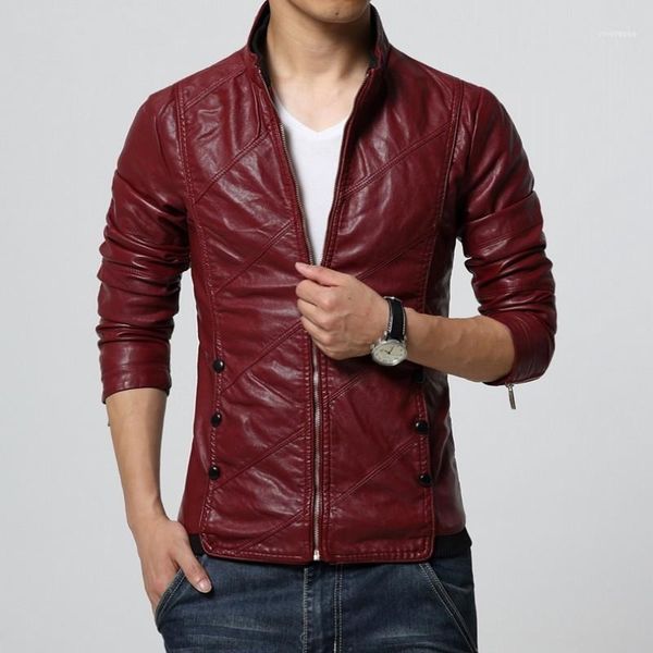 

autumn soft large size 6xl faux leather jackets men 2021 fashion slim motorcycle jacket coats jaqueta de couro1, Black